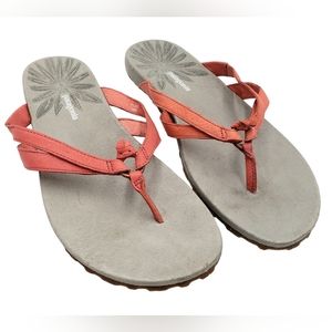 Patagonia Poli Coral Thong Sandals Womens 10 Leather T Strap Slip On Flip Flop
